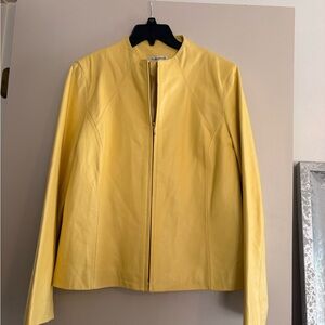 Women's light Yellow Leather Jacket size 12